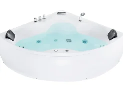 Wanna narożna z hydromasażem LED SENADO 205 x 150 cm Biały