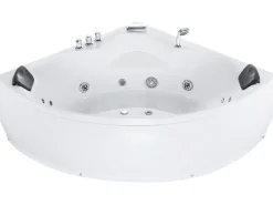 Wanna narożna z hydromasażem LED SENADO 205 x 150 cm Biały