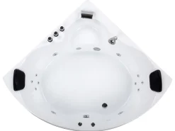 Wanna narożna z hydromasażem LED SENADO 205 x 150 cm Biały