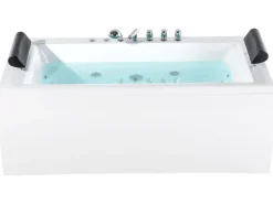 Online Wanna narożna z hydromasażem LED MONTEGO 172 x 83 cm Biały Wanny Z Hydromasażem|Wszystkie Wanny