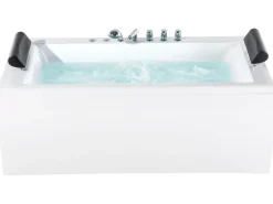 Online Wanna narożna z hydromasażem LED MONTEGO 172 x 83 cm Biały Wanny Z Hydromasażem|Wszystkie Wanny