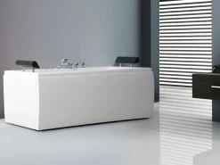 Online Wanna narożna z hydromasażem LED MONTEGO 172 x 83 cm Biały Wanny Z Hydromasażem|Wszystkie Wanny