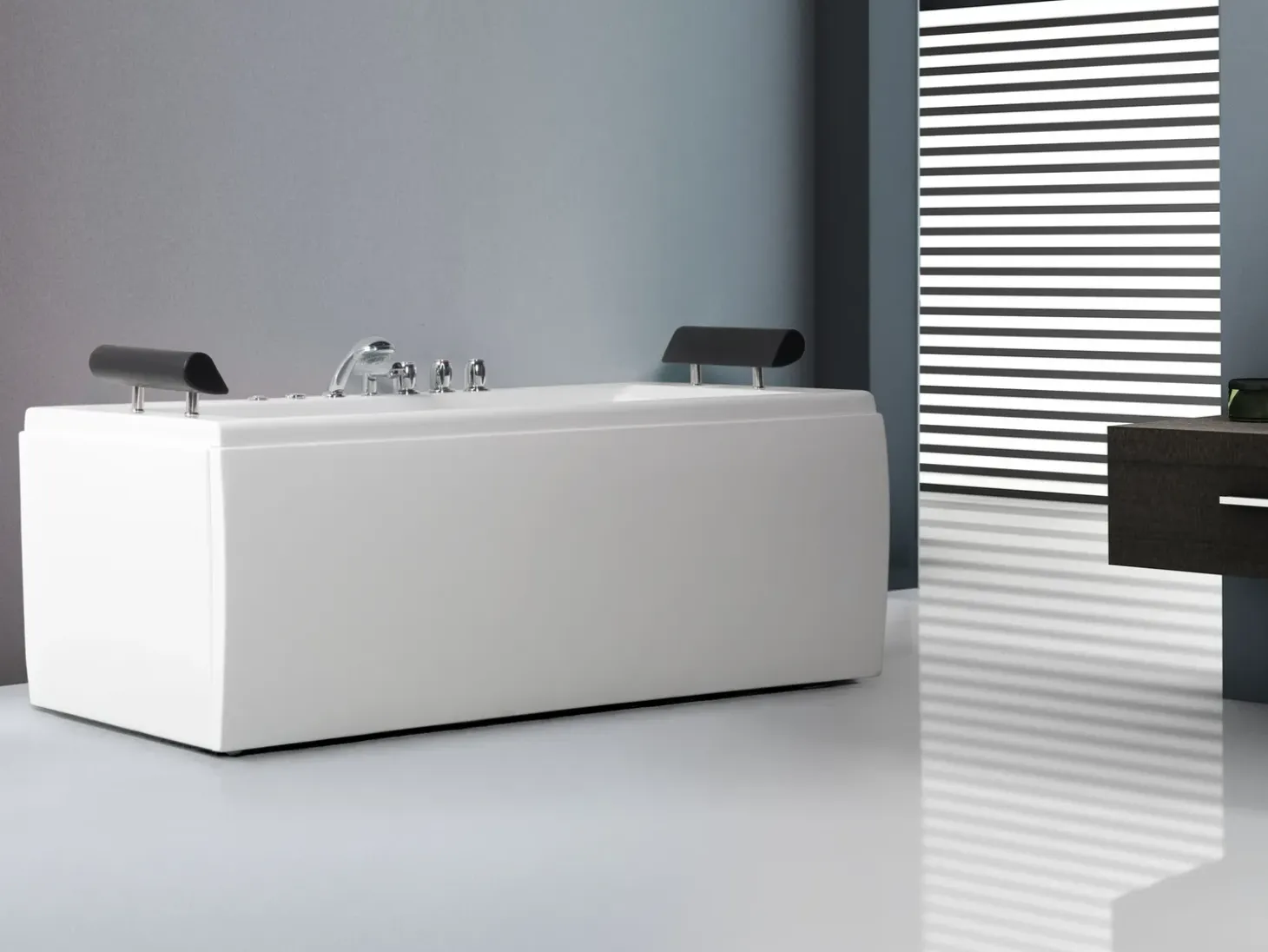 Online Wanna narożna z hydromasażem LED MONTEGO 172 x 83 cm Biały Wanny Z Hydromasażem|Wszystkie Wanny
