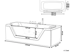 Sale Wanna narożna z hydromasażem LED SAMANA 174 x 79 cm Biały Wanny Z Hydromasażem|Wszystkie Wanny