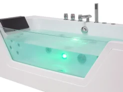 Sale Wanna narożna z hydromasażem LED SAMANA 174 x 79 cm Biały Wanny Z Hydromasażem|Wszystkie Wanny