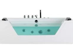 Sale Wanna narożna z hydromasażem LED SAMANA 174 x 79 cm Biały Wanny Z Hydromasażem|Wszystkie Wanny