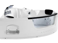 Sale Wanna narożna z hydromasażem LED MARTINICA 214 x Biały Wszystkie Wanny|Wanny Z Hydromasażem