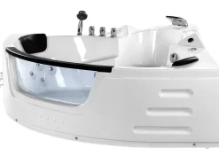 Sale Wanna narożna z hydromasażem LED MARTINICA 214 x Biały Wszystkie Wanny|Wanny Z Hydromasażem