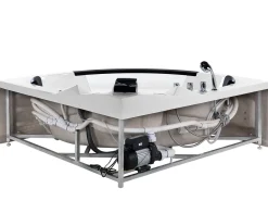Sale Wanna narożna z hydromasażem LED MARTINICA 214 x Biały Wszystkie Wanny|Wanny Z Hydromasażem