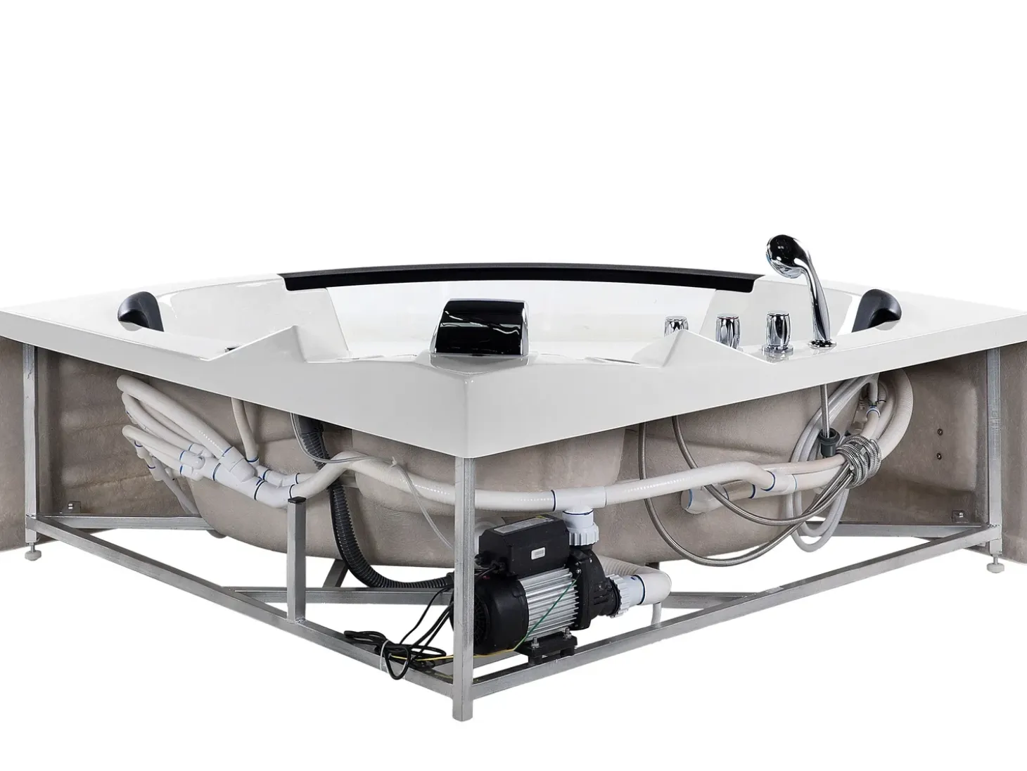 Sale Wanna narożna z hydromasażem LED MARTINICA 214 x Biały Wszystkie Wanny|Wanny Z Hydromasażem