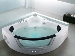 Sale Wanna narożna z hydromasażem LED MARTINICA 214 x Biały Wszystkie Wanny|Wanny Z Hydromasażem