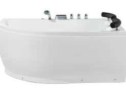 Sale Wanna narożna z hydromasażem LED PARADISO 158 x 113 cm Biały Wszystkie Wanny|Wanny Z Hydromasażem