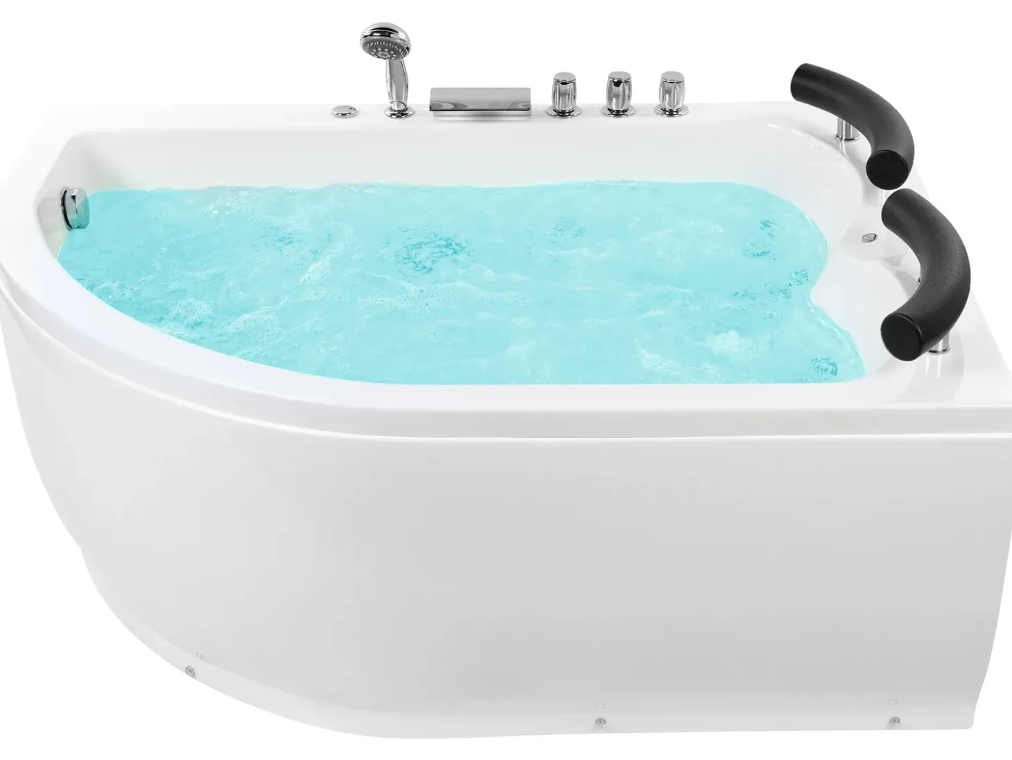 Sale Wanna narożna z hydromasażem LED PARADISO 158 x 113 cm Biały Wszystkie Wanny|Wanny Z Hydromasażem