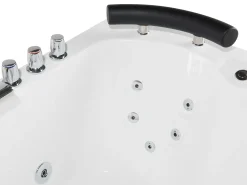 Sale Wanna narożna z hydromasażem LED PARADISO 158 x 113 cm Biały Wszystkie Wanny|Wanny Z Hydromasażem