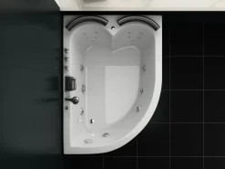 Sale Wanna narożna z hydromasażem LED PARADISO 158 x 113 cm Biały Wszystkie Wanny|Wanny Z Hydromasażem