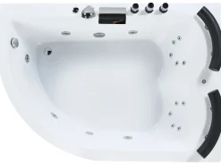 Sale Wanna narożna z hydromasażem LED PARADISO 158 x 113 cm Biały Wszystkie Wanny|Wanny Z Hydromasażem