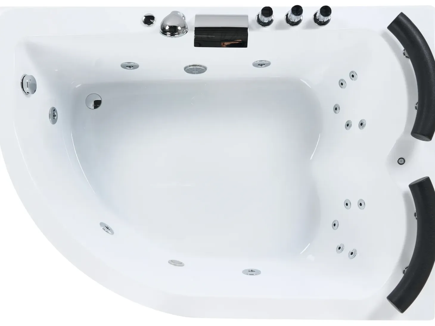 Sale Wanna narożna z hydromasażem LED PARADISO 158 x 113 cm Biały Wszystkie Wanny|Wanny Z Hydromasażem