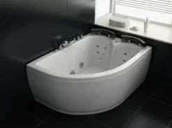 Sale Wanna narożna z hydromasażem LED PARADISO 158 x 113 cm Biały Wszystkie Wanny|Wanny Z Hydromasażem