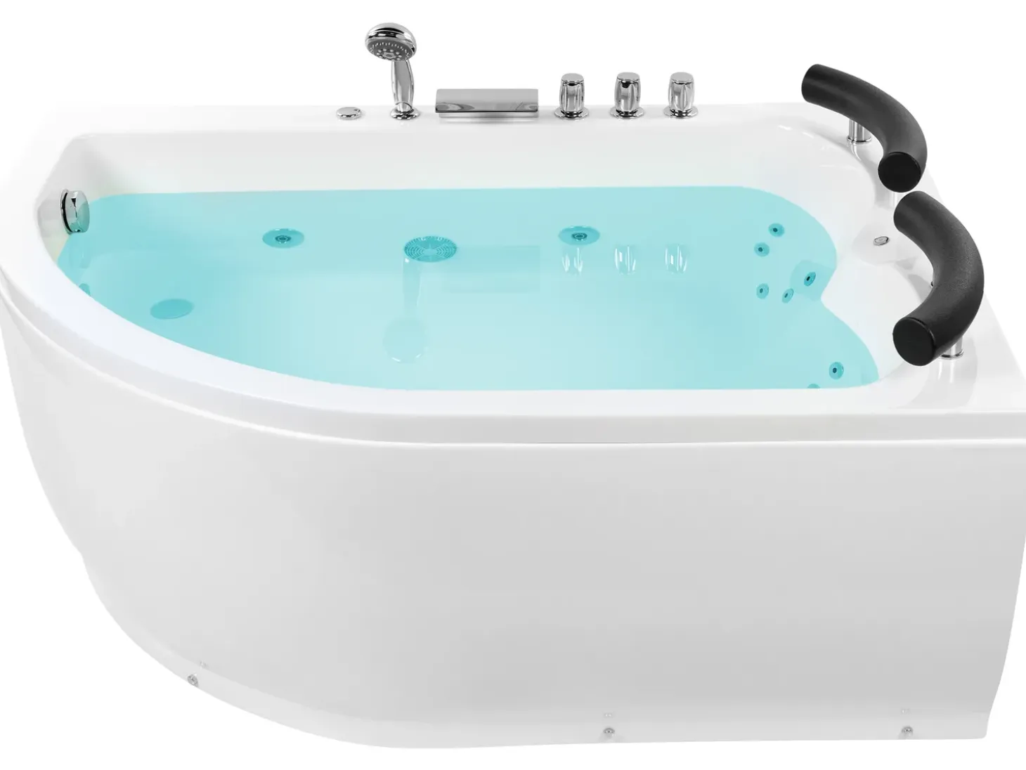Sale Wanna narożna z hydromasażem LED PARADISO 158 x 113 cm Biały Wszystkie Wanny|Wanny Z Hydromasażem