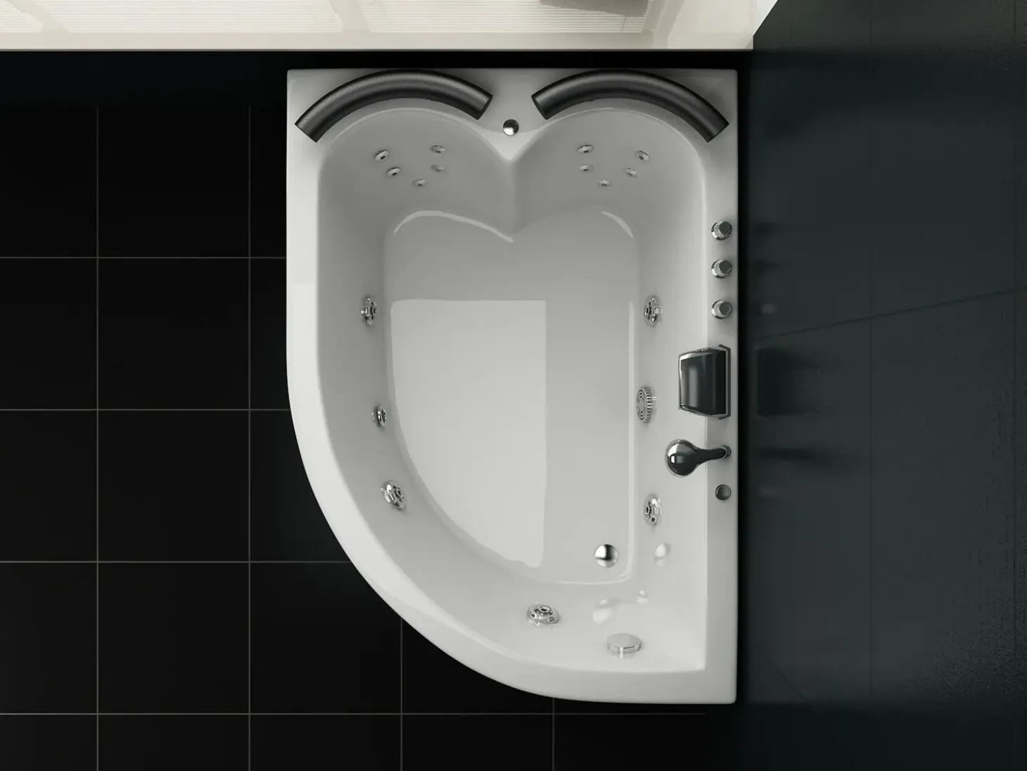 Wanna narożna z hydromasażem LED PARADISO 158 x 113 cm Biały Wszystkie Wanny|Wanny Z Hydromasażem