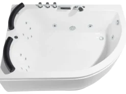 Wanna narożna z hydromasażem LED PARADISO 158 x 113 cm Biały Wszystkie Wanny|Wanny Z Hydromasażem