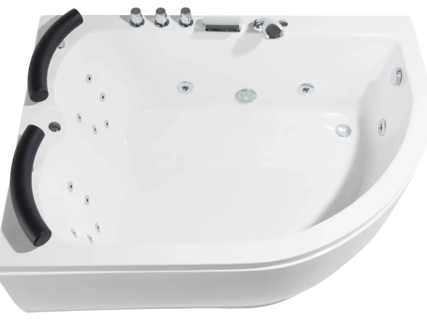Wanna narożna z hydromasażem LED PARADISO 158 x 113 cm Biały Wszystkie Wanny|Wanny Z Hydromasażem