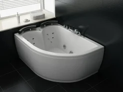 Wanna narożna z hydromasażem LED PARADISO 158 x 113 cm Biały Wszystkie Wanny|Wanny Z Hydromasażem