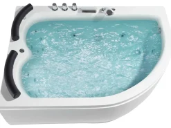 Wanna narożna z hydromasażem LED PARADISO 158 x 113 cm Biały Wszystkie Wanny|Wanny Z Hydromasażem
