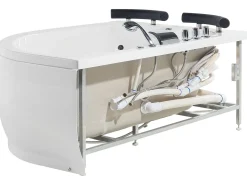 Wanna narożna z hydromasażem LED PARADISO 158 x 113 cm Biały Wszystkie Wanny|Wanny Z Hydromasażem