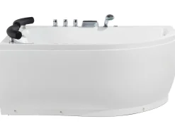 Wanna narożna z hydromasażem LED PARADISO 158 x 113 cm Biały Wszystkie Wanny|Wanny Z Hydromasażem