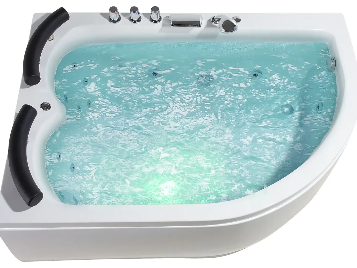 Wanna narożna z hydromasażem LED PARADISO 158 x 113 cm Biały Wszystkie Wanny|Wanny Z Hydromasażem