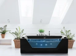 Online Wanna narożna z hydromasażem LED SAMANA 174 x 79 cm Wanny Z Hydromasażem|Wszystkie Wanny