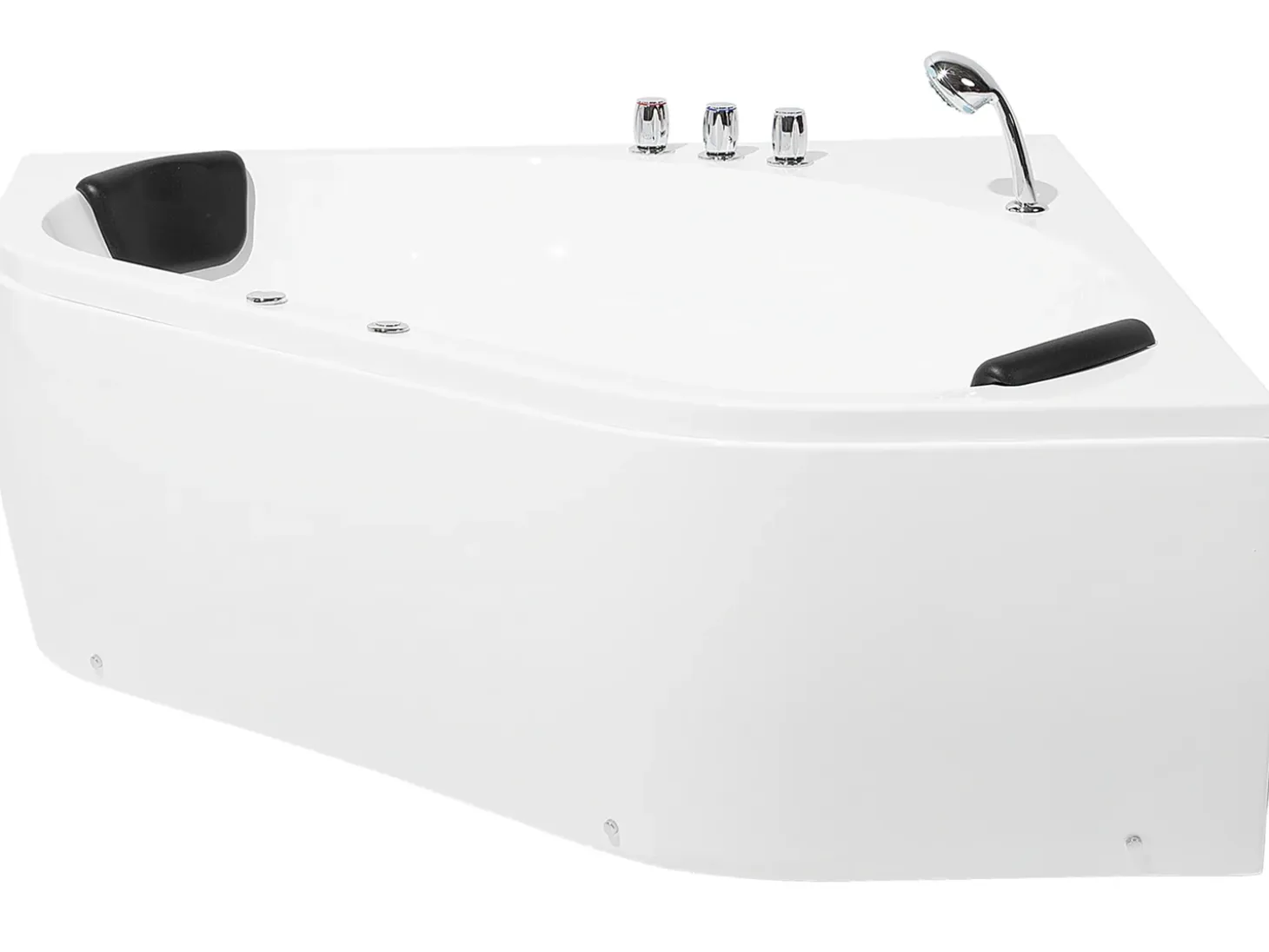 New Wanna narożna z hydromasażem LED MEVES 140 x 140 cm Biały Wszystkie Wanny|Wanny Z Hydromasażem