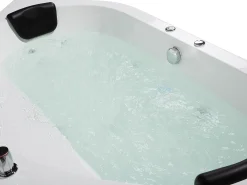 New Wanna narożna z hydromasażem LED MEVES 140 x 140 cm Biały Wszystkie Wanny|Wanny Z Hydromasażem
