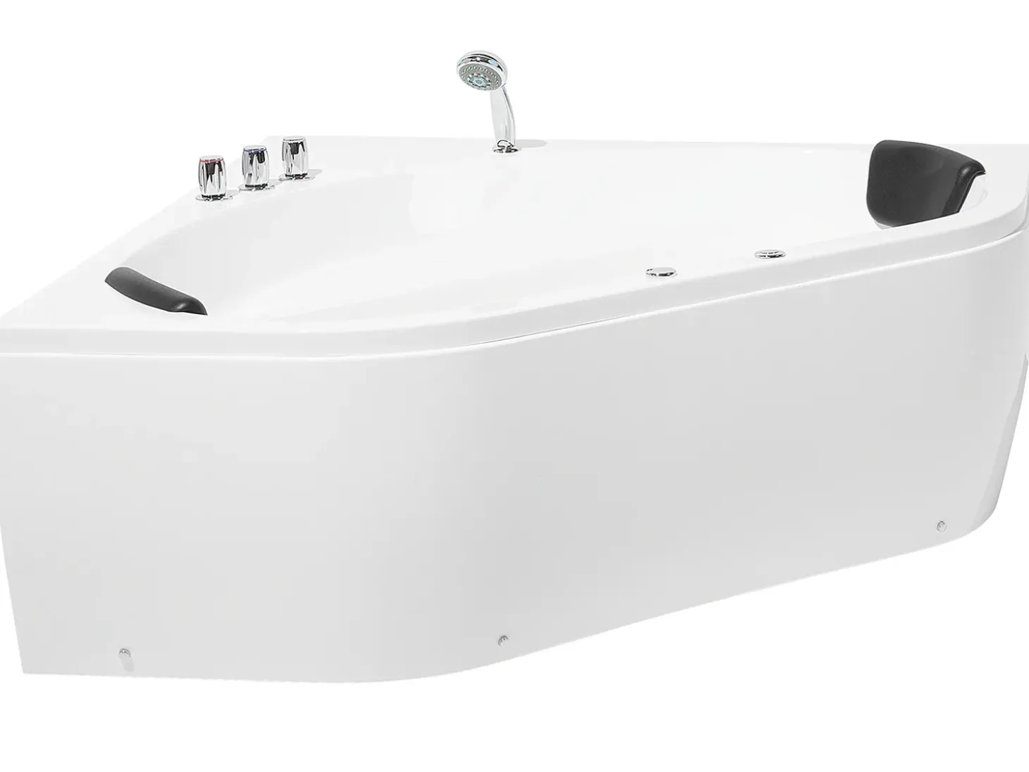 New Wanna narożna z hydromasażem LED MEVES 140 x 140 cm Biały Wszystkie Wanny|Wanny Z Hydromasażem