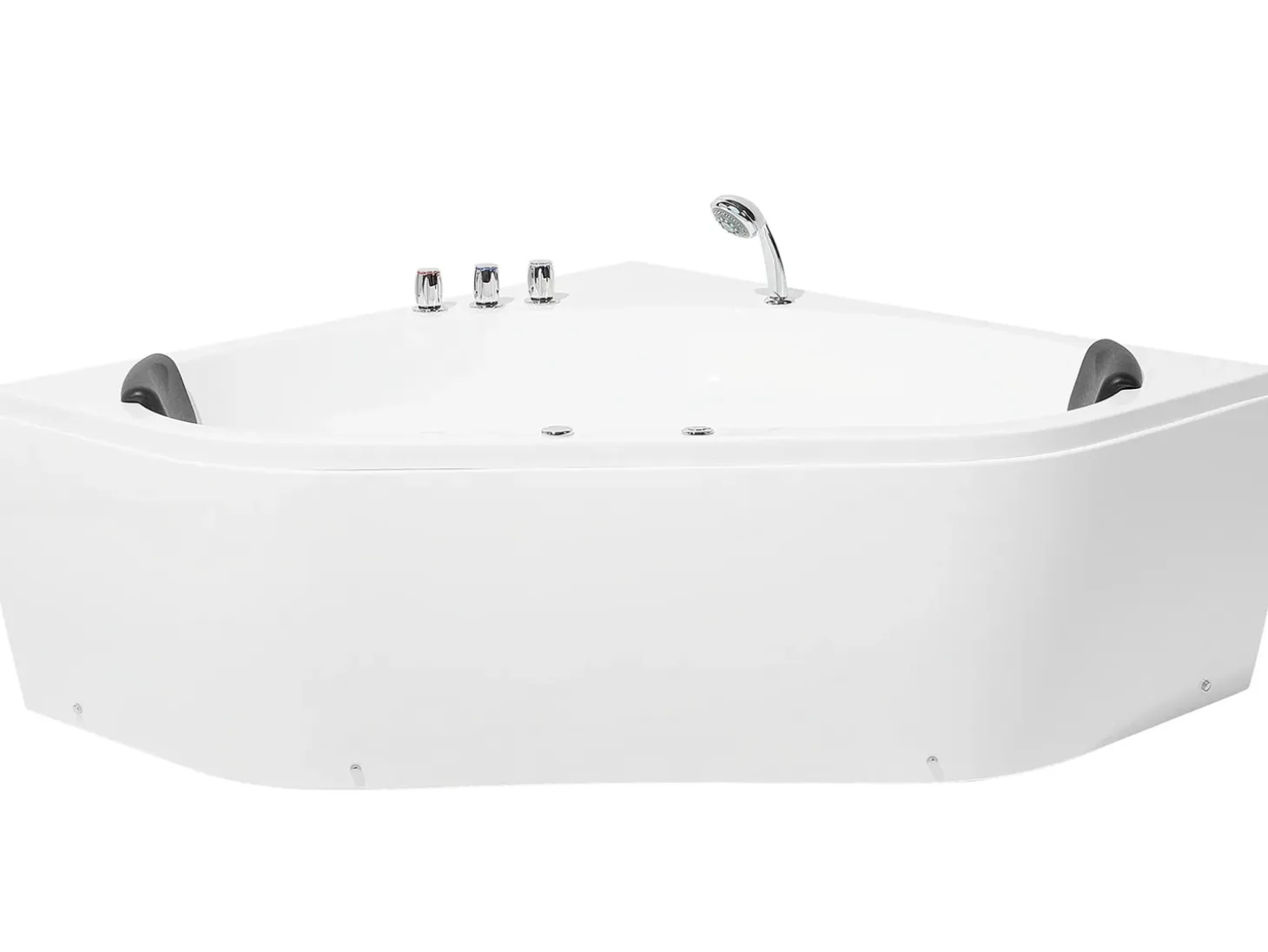 New Wanna narożna z hydromasażem LED MEVES 140 x 140 cm Biały Wszystkie Wanny|Wanny Z Hydromasażem