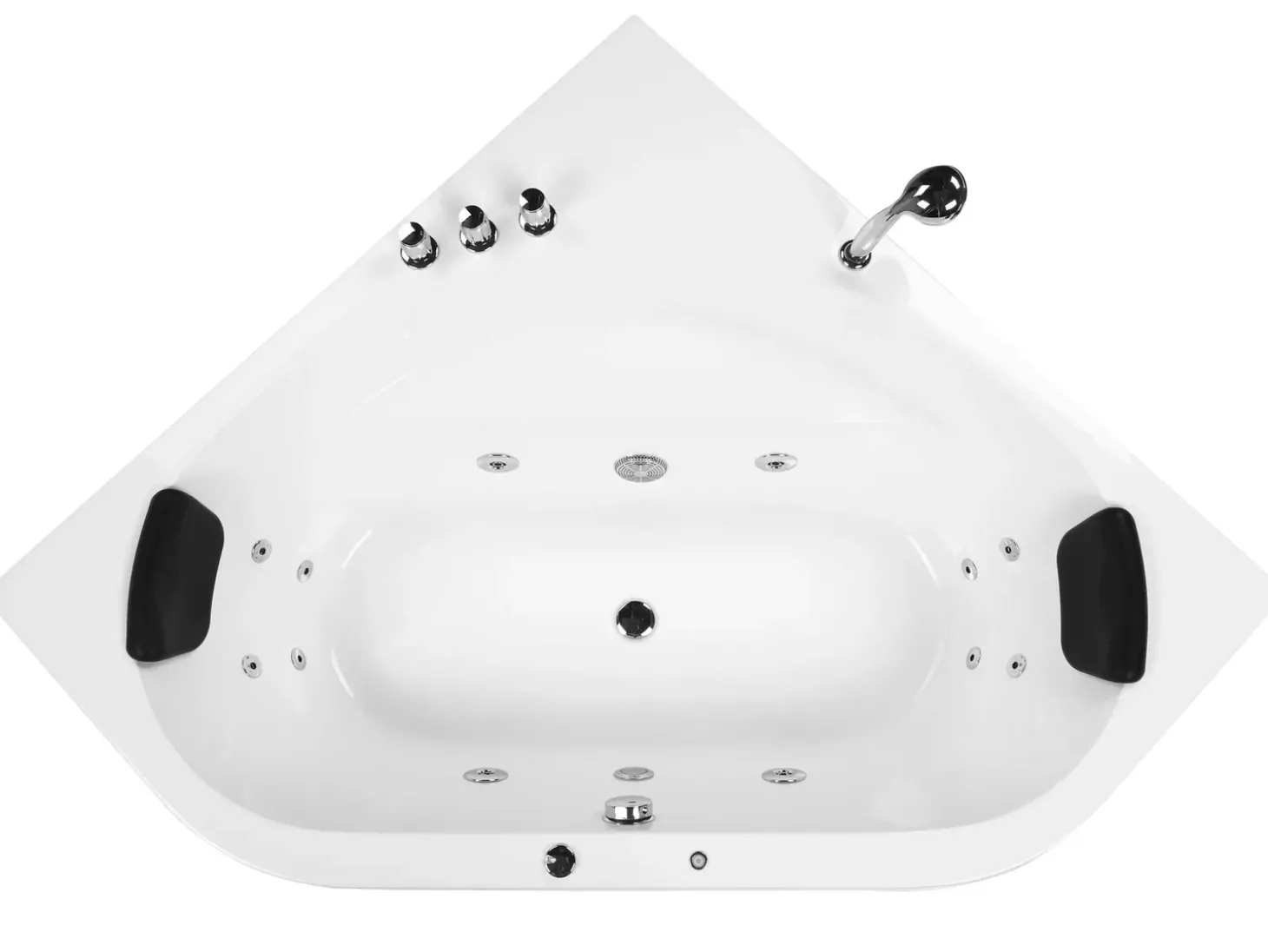 New Wanna narożna z hydromasażem LED MEVES 140 x 140 cm Biały Wszystkie Wanny|Wanny Z Hydromasażem