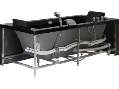 Outlet Wanna narożna z hydromasażem LED VARADERO 183 x 90 cm Czarny Wanny Z Hydromasażem|Wszystkie Wanny