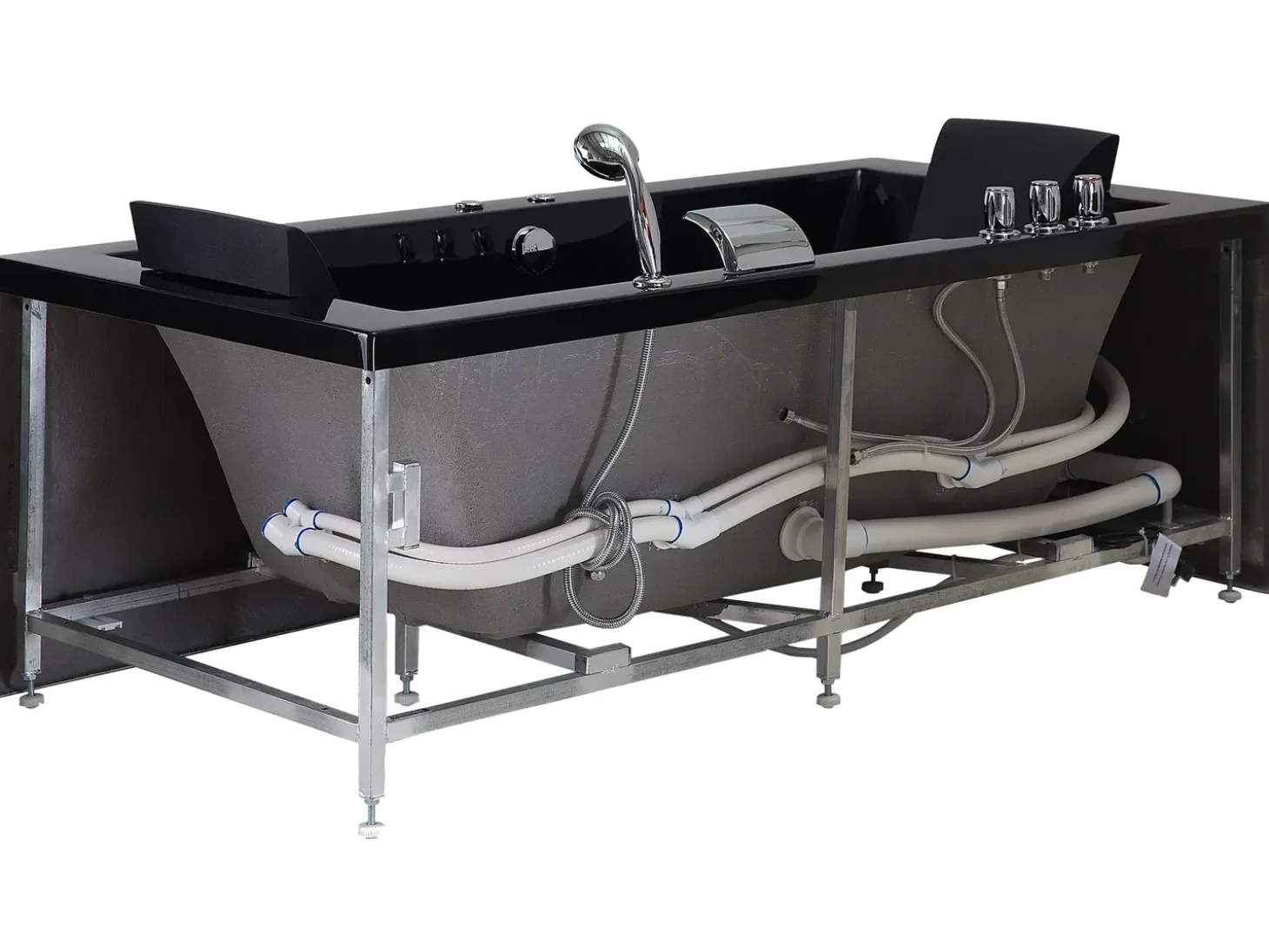 Outlet Wanna narożna z hydromasażem LED VARADERO 183 x 90 cm Czarny Wanny Z Hydromasażem|Wszystkie Wanny