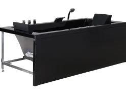 Clearance Wanna narożna z hydromasażem LED VARADERO 183 x 90 cm Czarny Wanny Z Hydromasażem|Wszystkie Wanny