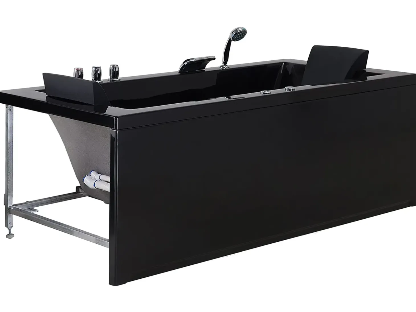 Clearance Wanna narożna z hydromasażem LED VARADERO 183 x 90 cm Czarny Wanny Z Hydromasażem|Wszystkie Wanny