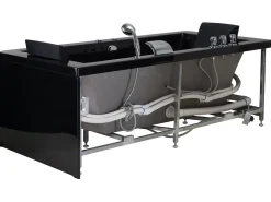 Clearance Wanna narożna z hydromasażem LED VARADERO 183 x 90 cm Czarny Wanny Z Hydromasażem|Wszystkie Wanny