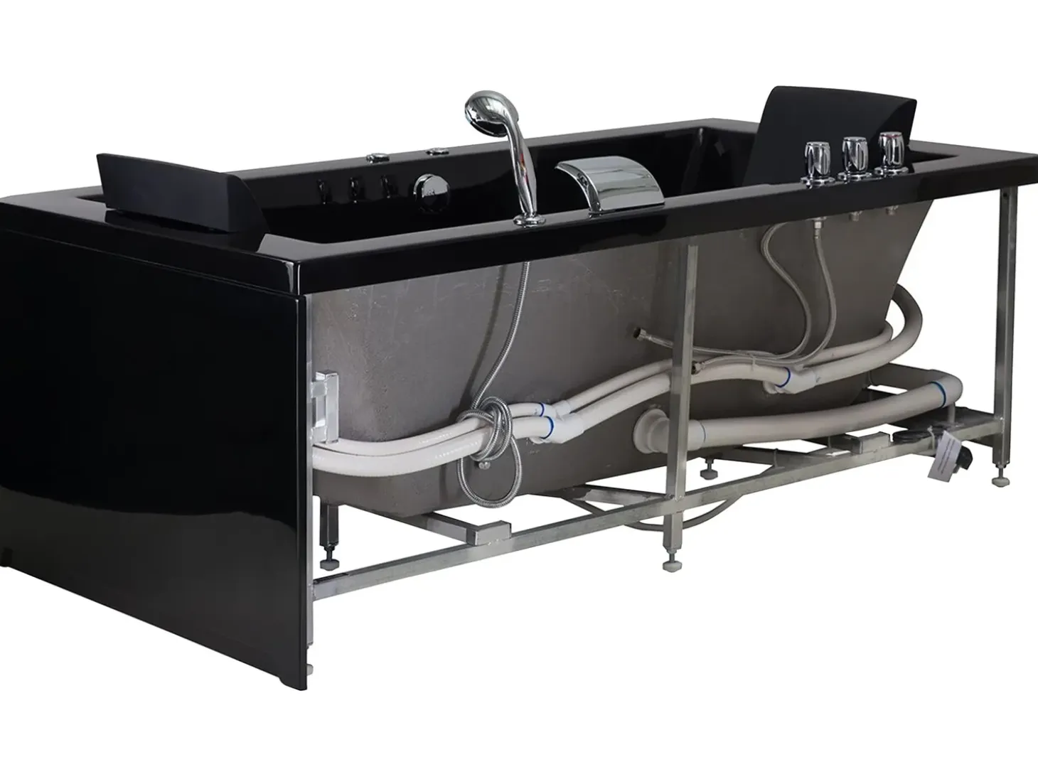 Clearance Wanna narożna z hydromasażem LED VARADERO 183 x 90 cm Czarny Wanny Z Hydromasażem|Wszystkie Wanny