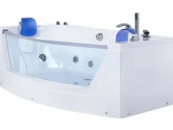 Discount Wanna narożna z hydromasażem LED FUERTE 175 x 85 cm Biały Wanny Z Hydromasażem|Wszystkie Wanny