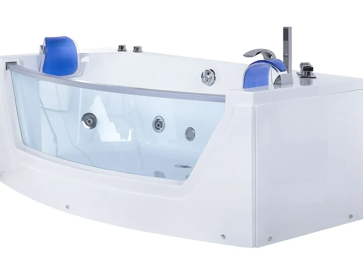 Discount Wanna narożna z hydromasażem LED FUERTE 175 x 85 cm Biały Wanny Z Hydromasażem|Wszystkie Wanny