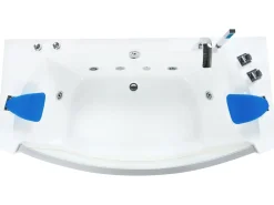 Discount Wanna narożna z hydromasażem LED FUERTE 175 x 85 cm Biały Wanny Z Hydromasażem|Wszystkie Wanny