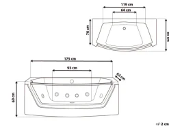 Discount Wanna narożna z hydromasażem LED FUERTE 175 x 85 cm Biały Wanny Z Hydromasażem|Wszystkie Wanny