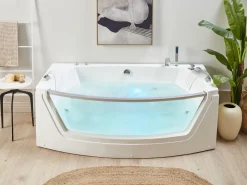 Discount Wanna narożna z hydromasażem LED FUERTE 175 x 85 cm Biały Wanny Z Hydromasażem|Wszystkie Wanny