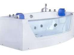 Discount Wanna narożna z hydromasażem LED FUERTE 175 x 85 cm Biały Wanny Z Hydromasażem|Wszystkie Wanny
