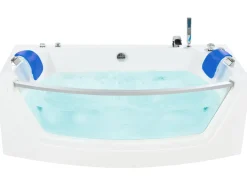 Discount Wanna narożna z hydromasażem LED FUERTE 175 x 85 cm Biały Wanny Z Hydromasażem|Wszystkie Wanny
